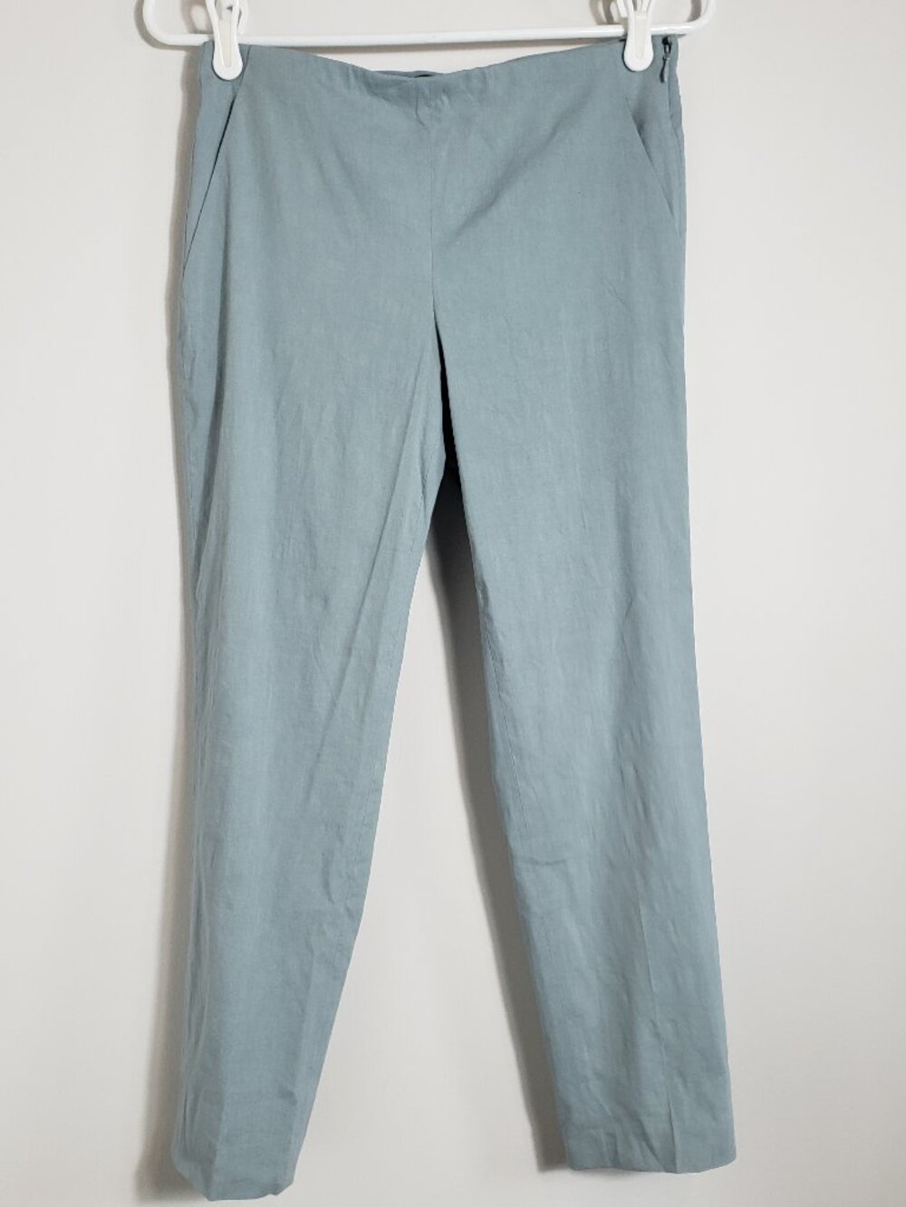 Theory Treeca Eco Crunch Wash Linen Pants Preppy Coastal Chic Minimalist Size 00